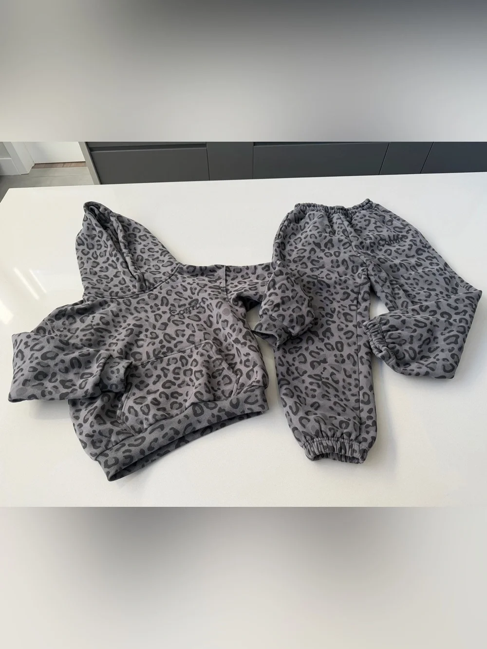 KIDS COMFRT Grey Leopard Print Hoodie & Jogger Set - Cozy Matching Outfit